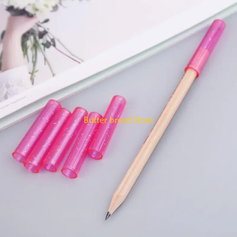 W89c 6pcs schattige potlooddop mouw cover extender plastic protector school benodigdheden nieuw