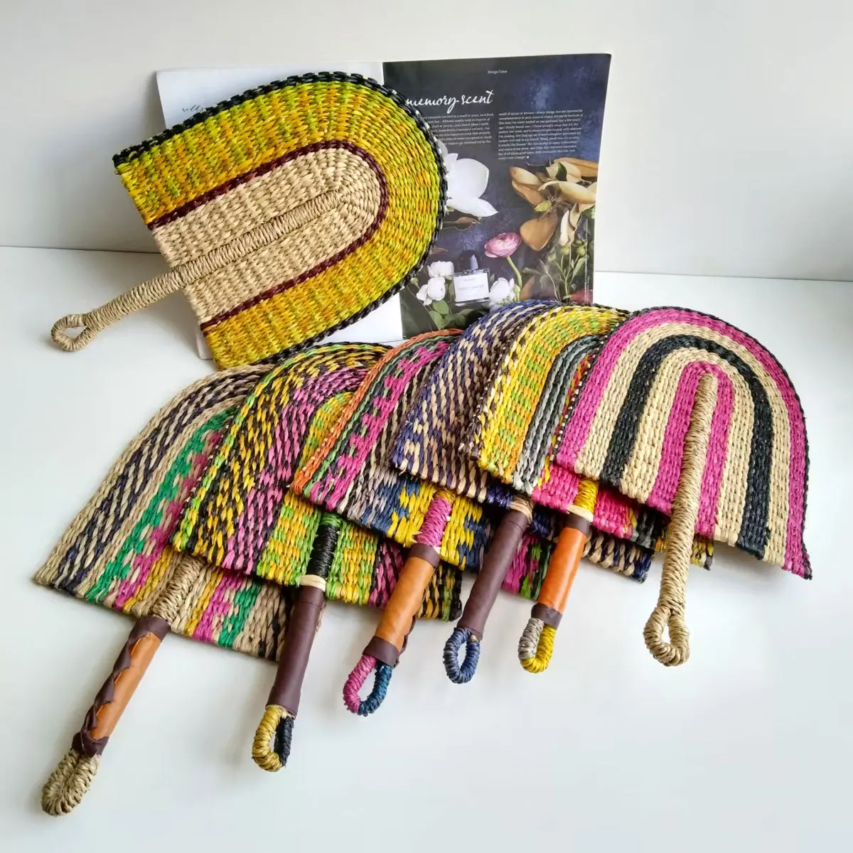 Vietnamese Seaweed Woven Fan Wall Decoration Hand-cranked Fan Home Decoration Crafts Decoration Fan Home Decorative Fans
