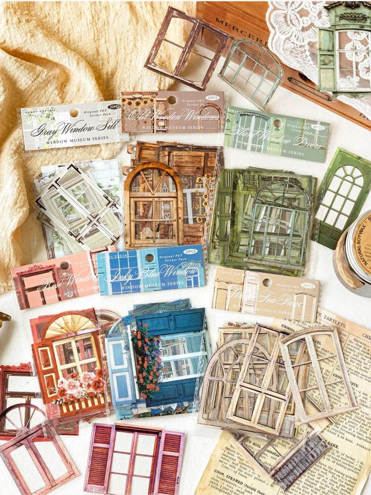 20 Stück PET-Material für Türen und Fenster, Aufkleber für Junk-Journal, Planer, Scrapbooking, Vintage, dekorativ, DIY-Bastelmaterial – Detail 7
