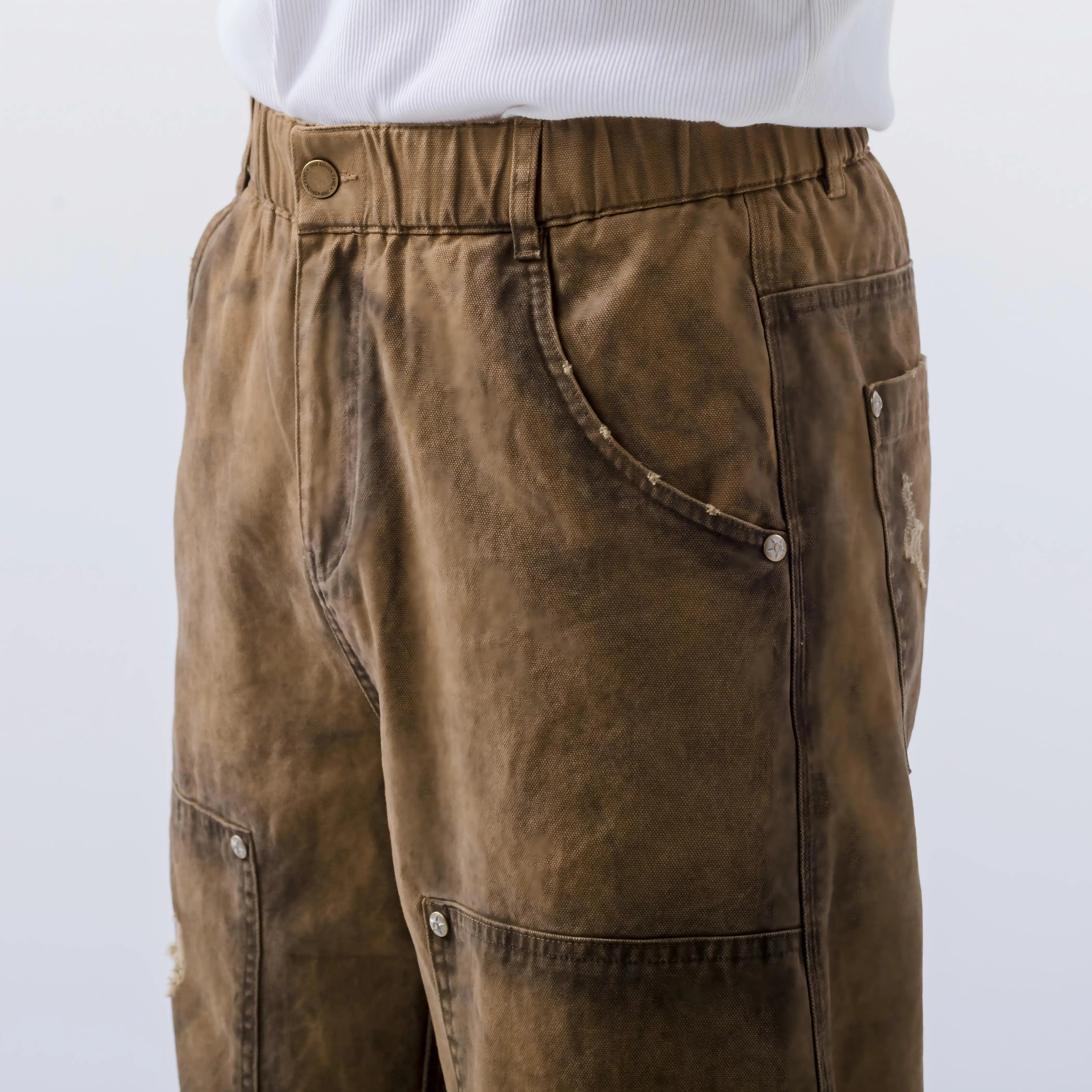 Vintage Washed Sun Fade Denim Loose Jean Wide Leg Pants Trousers Distressing Retro Inkjet Long Pants for Men