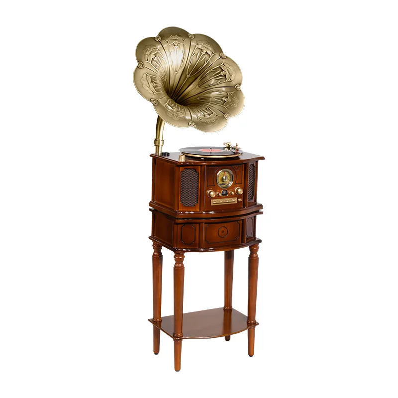 Multifunctional Wooden Vintage Vinyl Record CD MP3 Player W/built In AM/FM Radio And Speakers Gramophone Player