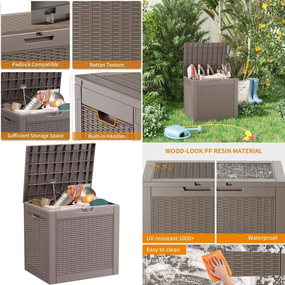 

Gray 30 Gallon Weatherproof Deck Storage Box, Outdoor Patio Furniture Cushion and Garden Tool Bin, UV-Resistant Resin Container