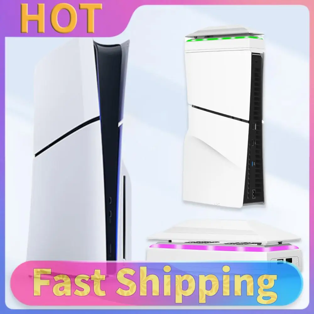 Console Cooling Fan with Dust Cover LED Light 2 USB Port Top Cooling System 3 Speed Upper RGB Cooling Fan for  Slim Console