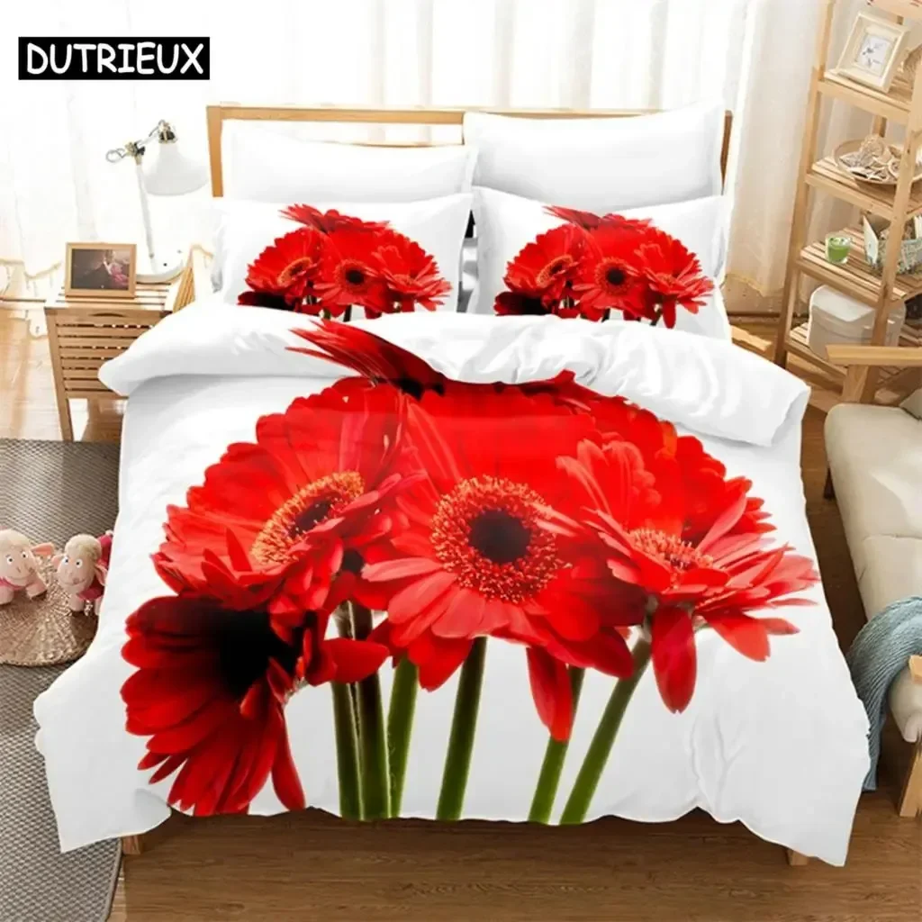 

New 3D Print Colorful Daisy Queen Comfortable Duvet Quilt Cover Pillowcase Bedding Set Children Bedroom Decoration Home Textile