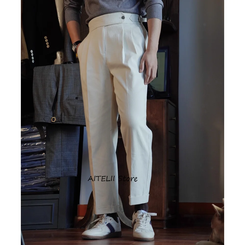 

Work Pants for Man Trousers Comfortable Men's Tailoring Pants Straight Leg Solid Color Polyester Casual Trouser Classic Clothing