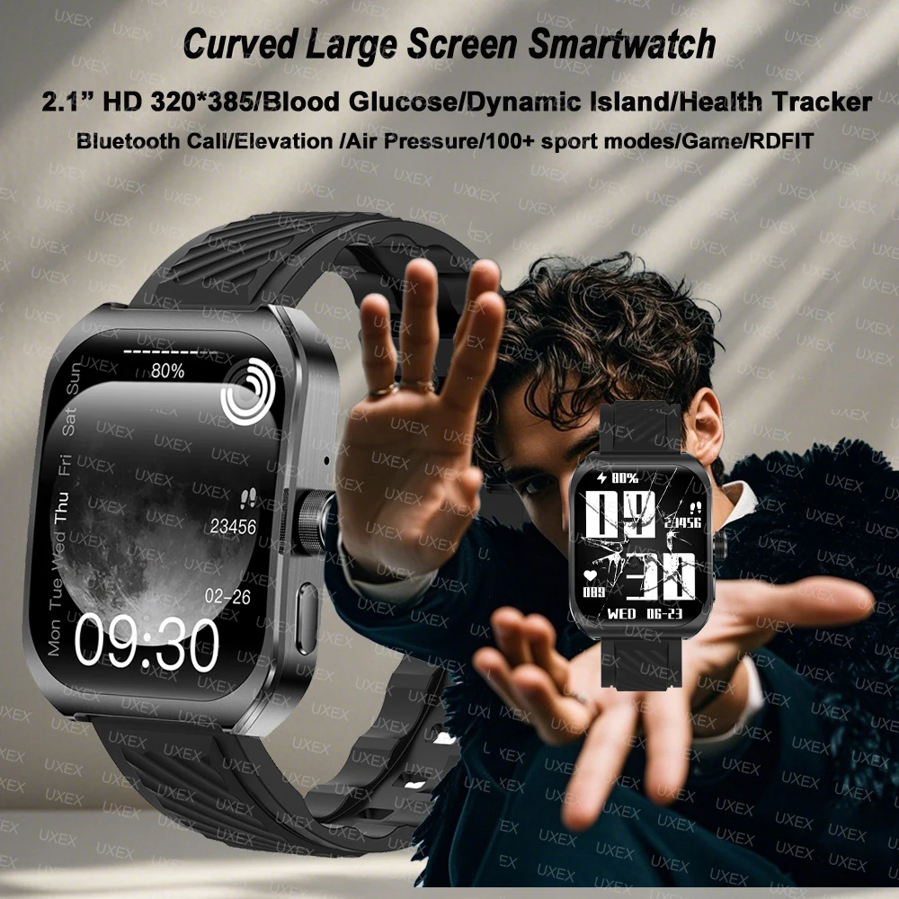سطح الأعمال Smartwatch الرجال 2.1 HD البوصلة BT معدل ضربات القلب خطوة دعوة الارتفاع ضغط الهواء ساعة 100 + أوضاع رياضية ساعة رياضية