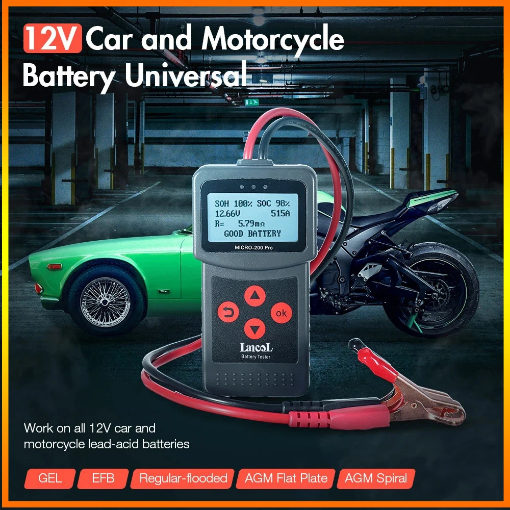

MC200 pro Motorcycle Battery Tester Automotive Inspection Tool for Internal Resistance Life Analysis Start/Stop Function