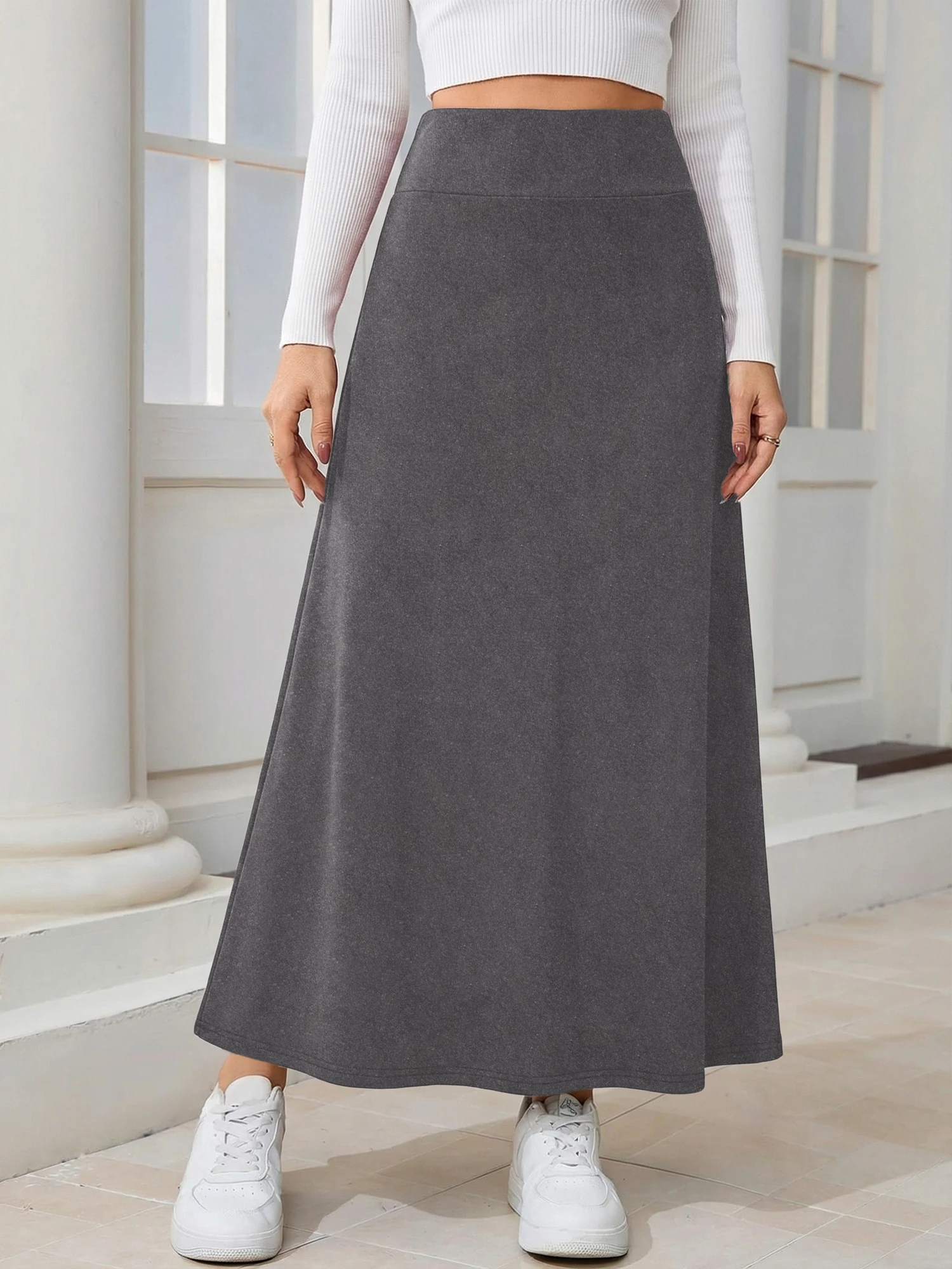 Draped Flared Maxi Skirt, Non-Sheer Premium Cloth, Gentle High-End Style, City Gala & Weekend Formal Occasions