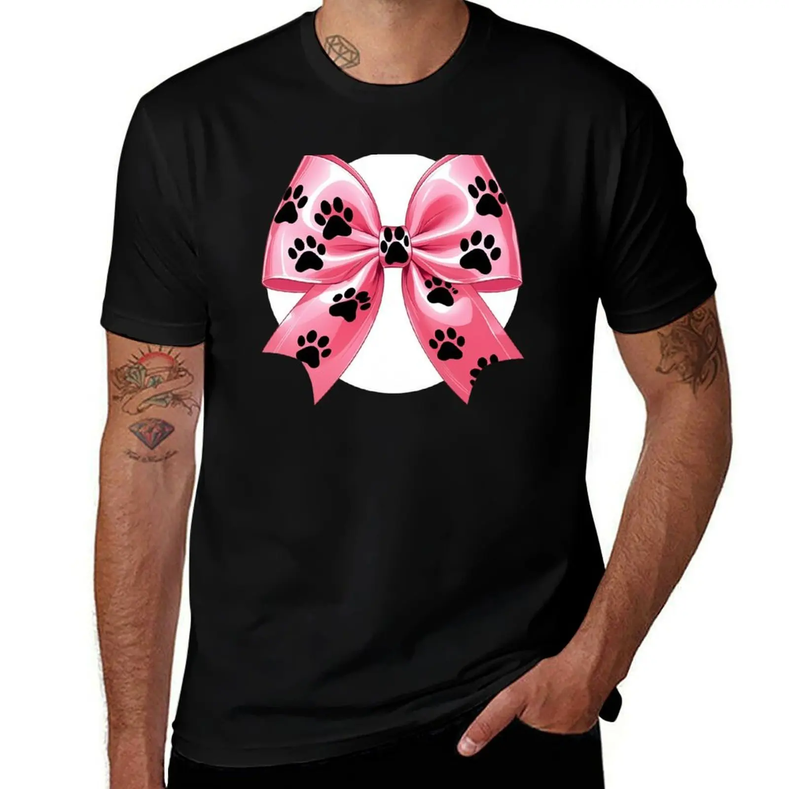 

Paw Print Coquette Bow Animal Lovers Women and Girls T-Shirt graphic tee shirt customizeds blacks mens workout shirts