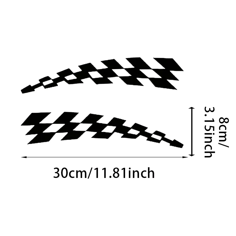 2 Pack Gradient Chessboard Mudguard Decals 30x8cm Vinyl Stickers for Sports, Cars, Motorcycles - Racing Style Design