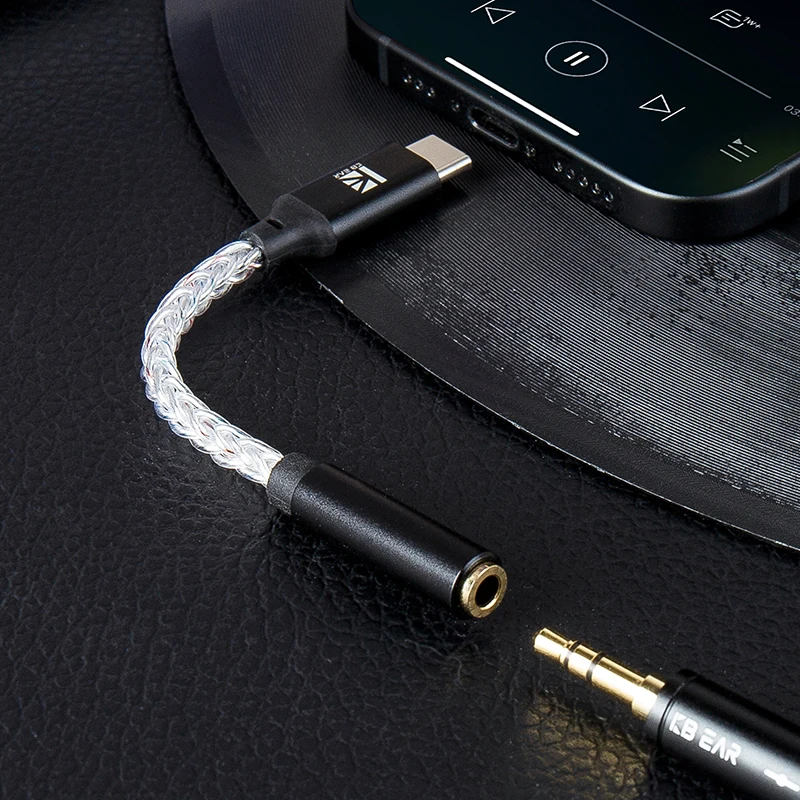 Адаптер для наушников HiFi DAC типа C на 3,5 мм KBEAR TC12 PRO 8-ядерный аудиокабель Type-c с разъемом 3,5 для iPhone 15 16 Huawei Xiaomi