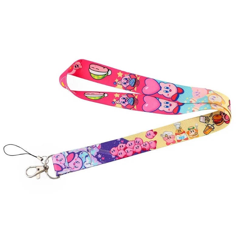 Hot Cute Kirby Lanyard Colorful Print Neck Strap for Phone ID Badge Keychain Kawaii Anime Kirby Phone Lanyard Holder Gifts view 3