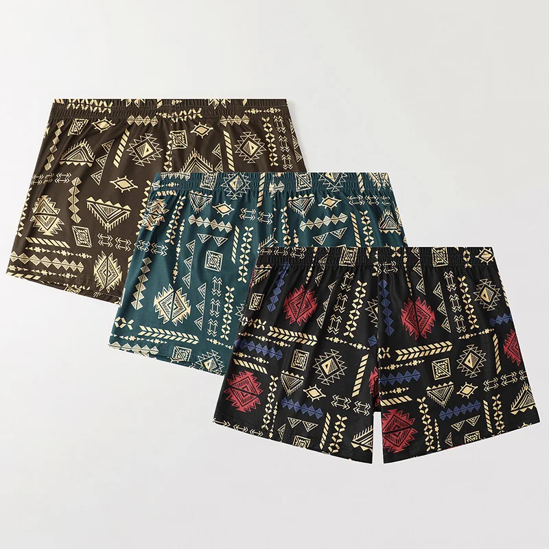 

3-Piece Retro Aged Aro Pants With Elastic Waistband Loose And Comfortable Underwear Men's Casual Underwear