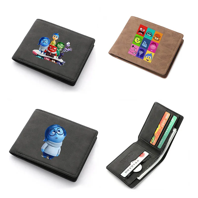 

Cartoon Inside Out Men's Short PU Wallet New Popular Soft Leather Zipper Wallet Credit Card ID Card Convenient Cash Coin Purse