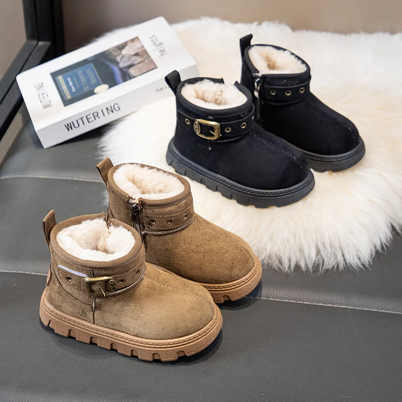 أحذية شتوية جديدة للأولاد لعام 2025 أحذية ثلج للفتيات أحذية قطنية سميكة أحذية قطنية دافئة ومضادة للانزلاق