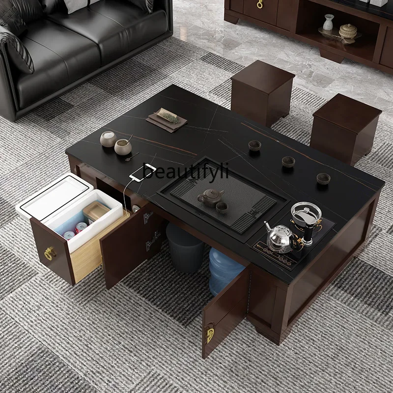 

rock slab small coffee table small apartment tea table tea set, integrated new Kung Fu tea table TV cabinet