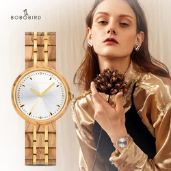 BOBO BIRD-reloj de madera de cuarzo para mujer, cronógrafo informal a la moda, de madera de olivo, regalo de cumpleaños