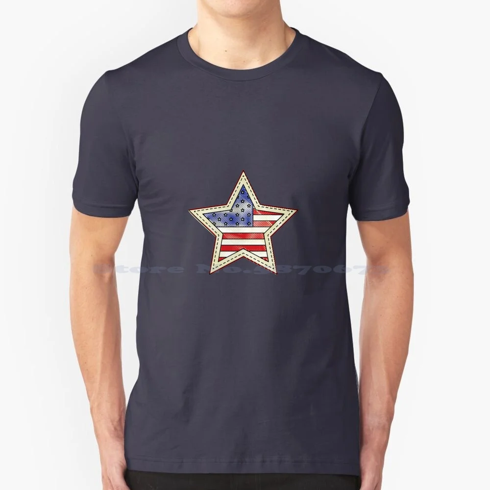 Sheriff Star On United States Flag Background | Gift Idea T Shirt 100% Cotton Tee Sheriff For Her Sheriff For Him Sheriff Idea