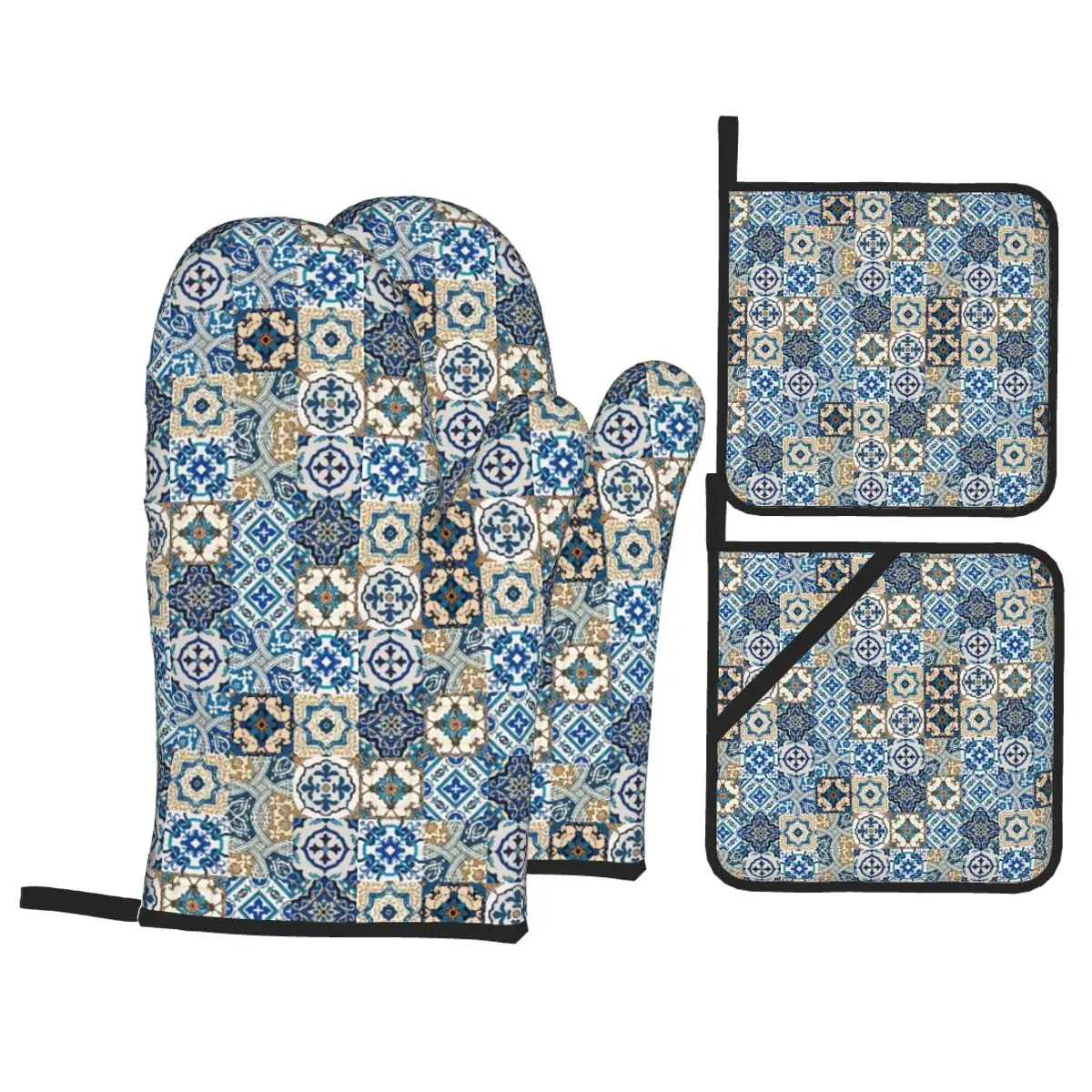 

Azulejo_OWJS4A Insulation Four-Piece Set Gloves Oven Gloves Kitchen Baking Tools