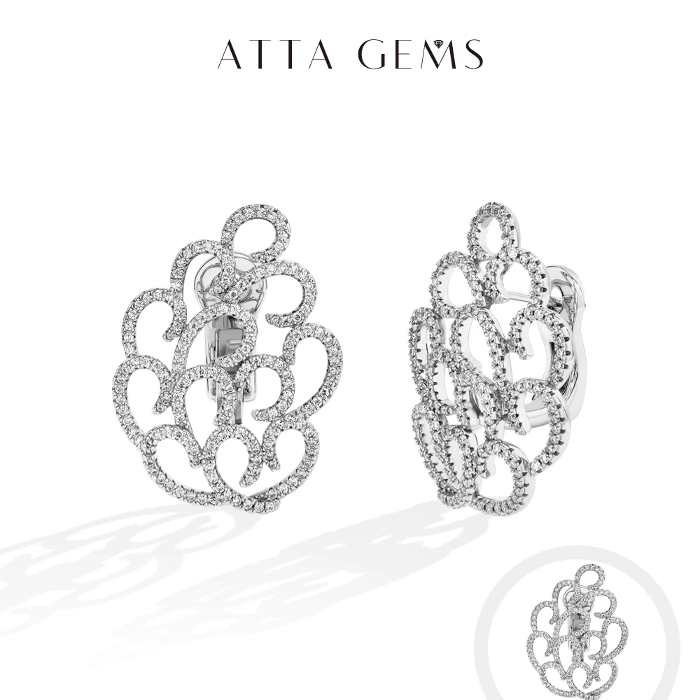 

ATTAGEMS Snowflake Women's Earrings For Party S925 Silver Moissanite Earrings D VVS1 Yellow Gold Plated Gifts Sparkling Jewelry