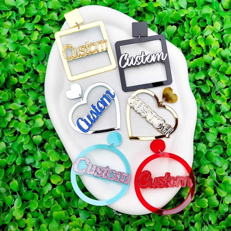 

KUGUYS акриловые серьги по индивидуальному заказу, серьги с индивидуальным именем, минимальное количество заказа, одна пара, пожалуйста, свяжитесь со службой поддержки клиентов