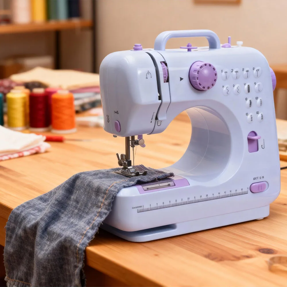 

Mini Household Portable 12 Stitch Sewing Machine Electric Crafting Mending Overlock Pedal Replaceable Presser Foot Beginner DIY