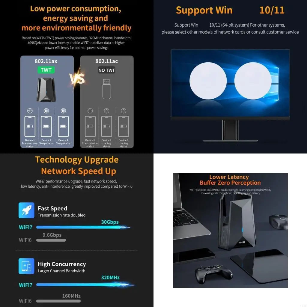 

896F WiFi 7 CF987BE WLAN Card WiFi7 Трехчастотный сетевой адаптер 6452 Мбит/с быстрый