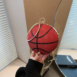 Nuove pochette da basket con diamanti di lusso per le donne borsa da sera a forma di calcio e borsa da sera in argento dorato