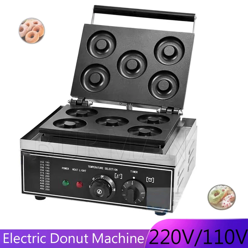 Máquina elétrica multifuncional de fazer donuts, de alta qualidade, doméstica, comercial, 5 grades