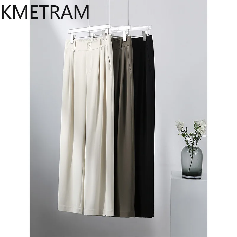 KMETRAM 3 couleurs été pantalon droit à jambes larges mode solide pantalons longs pour femme vêtements pantalons confortables Брюки Ж www
