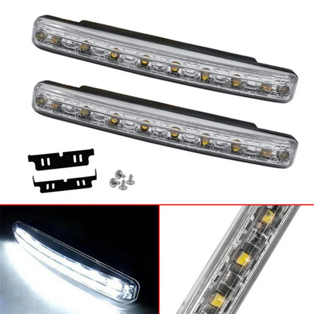 8 LED Daytime Running Light Parts Useful White 12V 2 Pcs 6000K Bright Car Fog Lamp For Trucks SUVs Trailers RVs High Quality