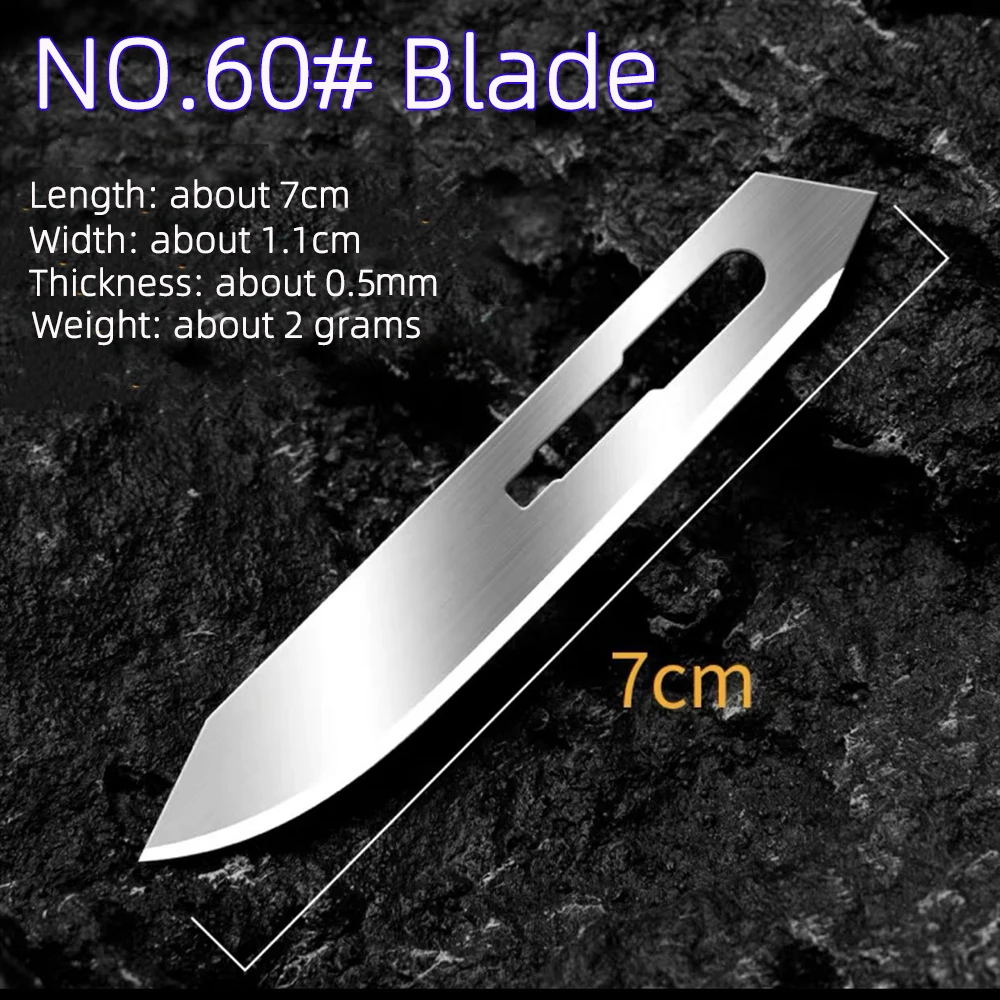 5 Pieces of NO.60 Gauge High Carbon Steel Surgical Blades with Sharp Small Blades for Outdoor Art Knife Unboxing and Cutting