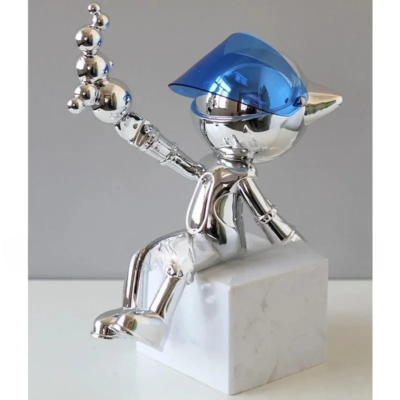 Light luxury creative mask robot, electroplated soft decoration ornament