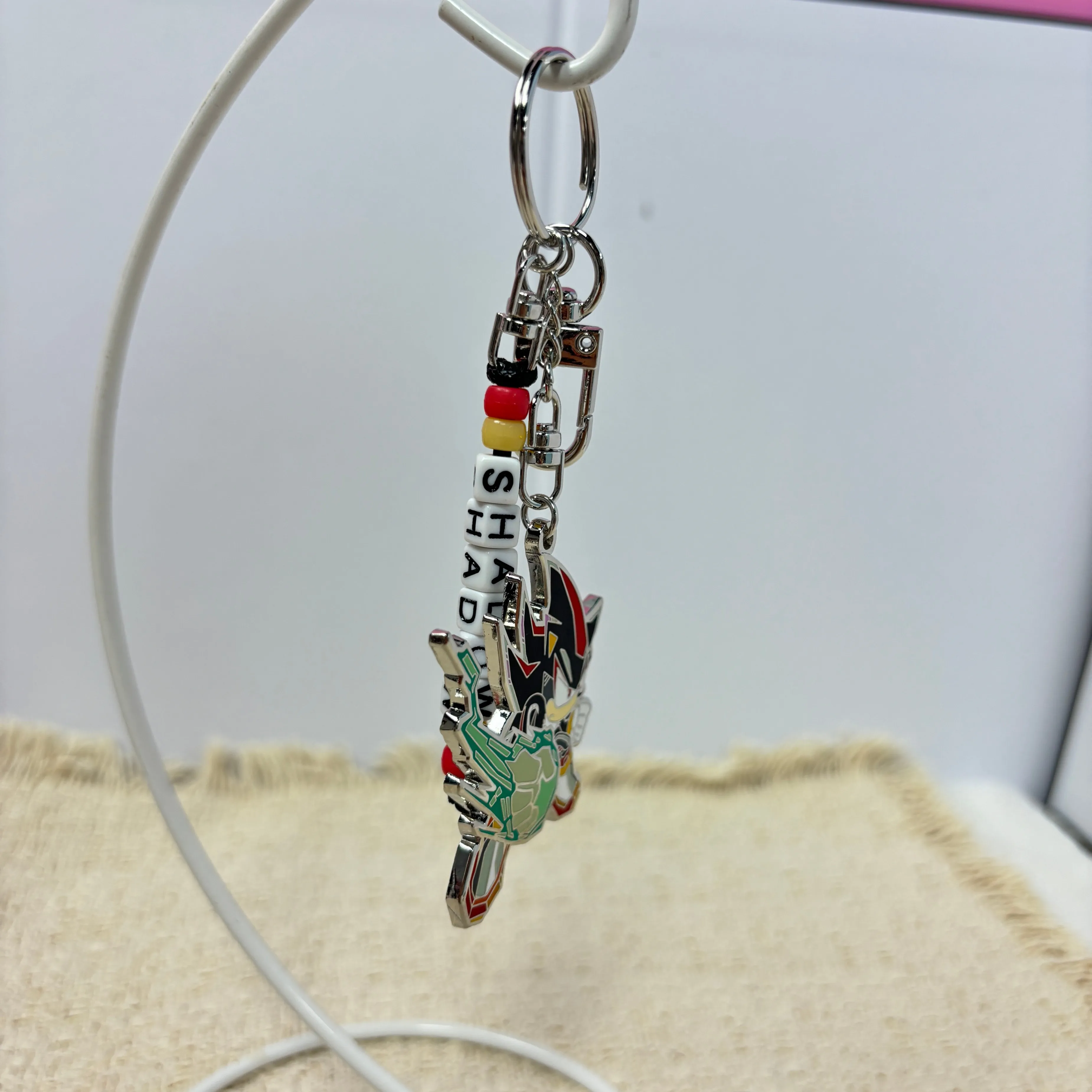 Sonic Metal Bag Charm, Letter Bead Cartoon Pendant Keychain, Cute Backpack Decor Ornament Fashion Bag Accessory - view 5