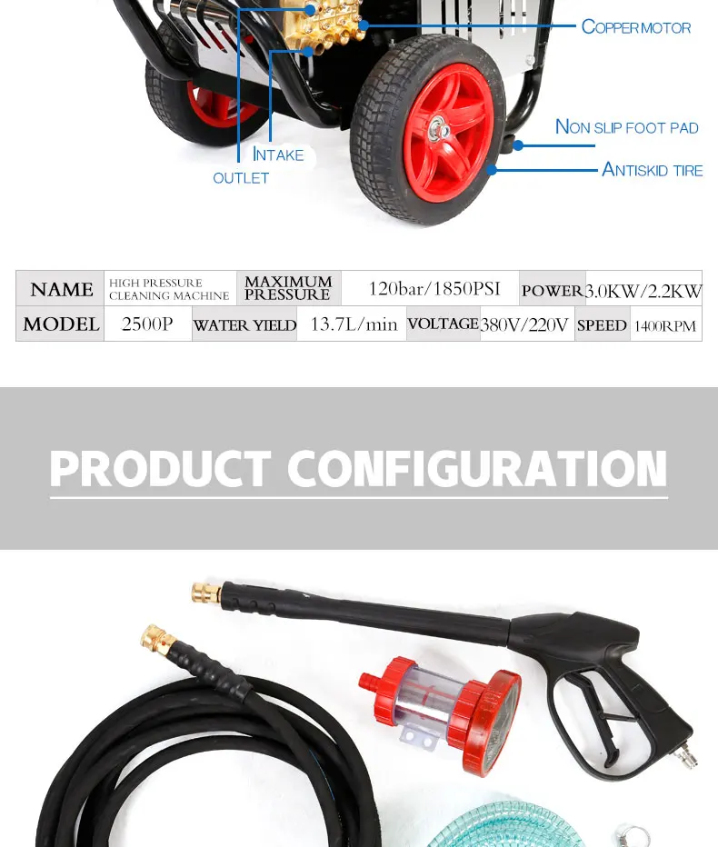 2022 hot new cc-2500P 2022 HOT SALES High Pressure Washer Cleaner Brass Pump Car washer