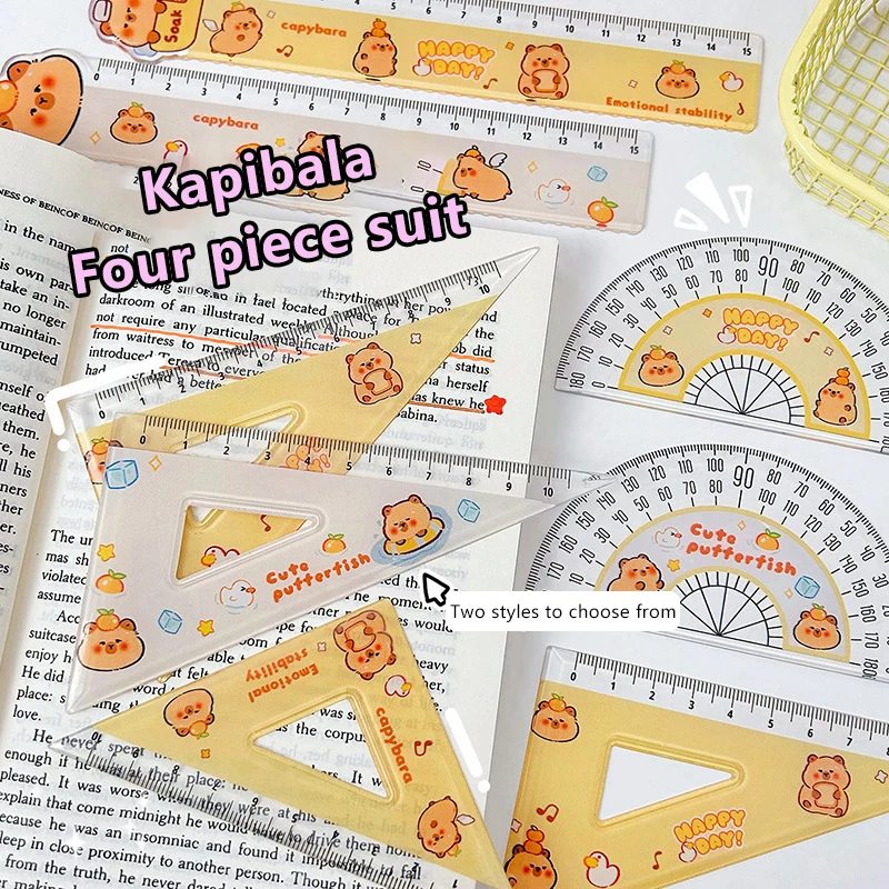 4 قطعة أدوات الرسم الاكريليك كابيبارا الحكام مجموعة لطيف لينة حاكم عدة اللوازم المكتبية طالب عالية الجمال 15 سنتيمتر مسطرة مستقيمة