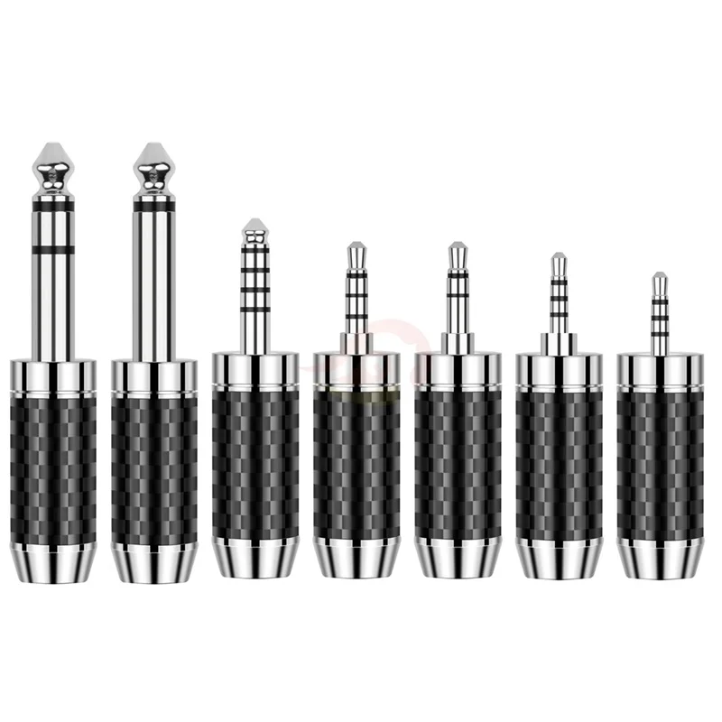 2.5/3.5/4.4mm 6.35mm 6.5mm Rhodium Plated Earphone Plug 6mm/8mm Carbon Fiber Hifi Headphone Wire Connectors AUX Audio Adapter