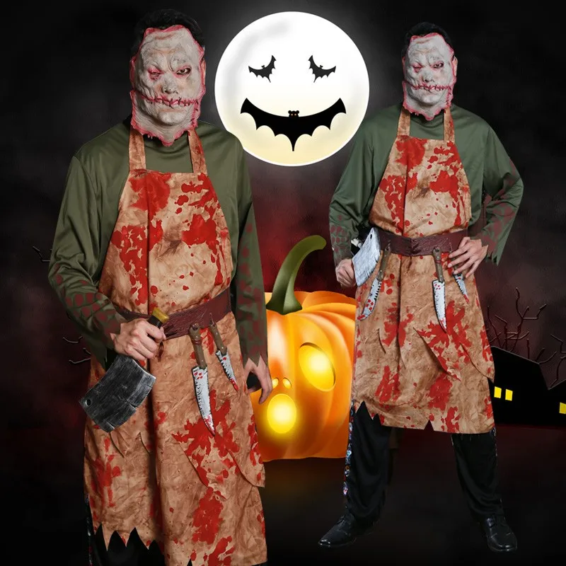 

loween Bloodstained Chef Costume Adult Men's Clothing Dead God's Robe Par Performance Ghost Festival Bar Event