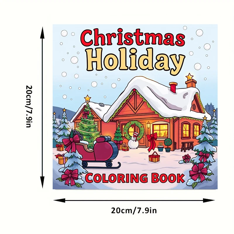 28 Pages Original Christmas Holiday Scenes Coloring Book for Adult | Colouring Book Drawing Supplies for Christmas, Thanksgiving