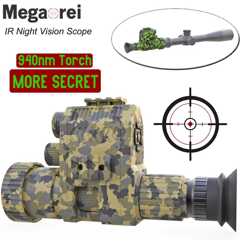 Megaorei 007 940nm Infrared Night Vision Hunting Scope Optics Camera 1080P Optical Riflescope