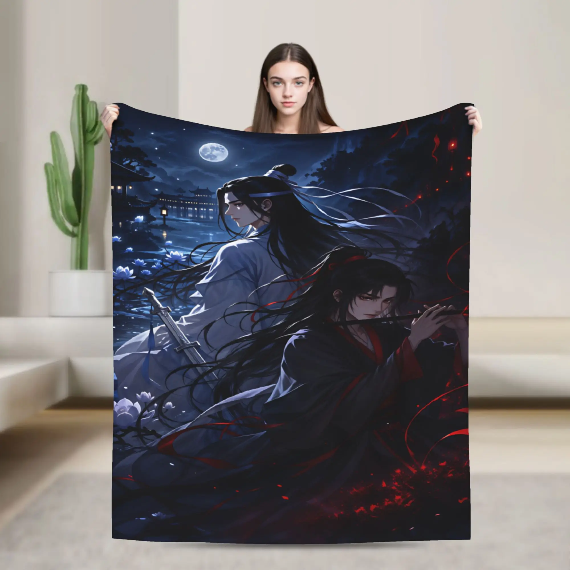 WangXian Bunny Mo Dao Zu Shi The Untamed Flannel Blanket Warm Soft Throw Blanket for Couch Chair Travel Bedspread Sofa Bed Cover