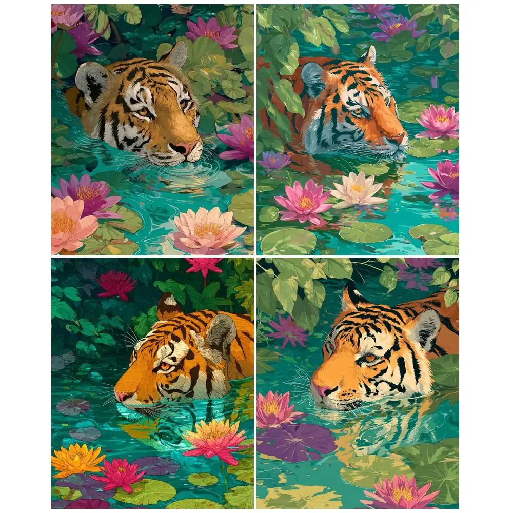 

GATYZTORY DIY Pictures By Number Kits Painting By Numbers Tiger Hand Painted Picture Art Drawing On Canvas Gift Home Decor