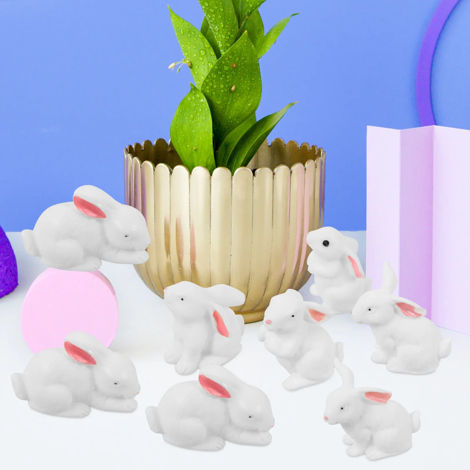 

8pcs Micro Landscape Ornaments Resin Rabbit Models Mini Bunny Figurines For Garden Decor Diy Miniature Craft Home Decoration Set