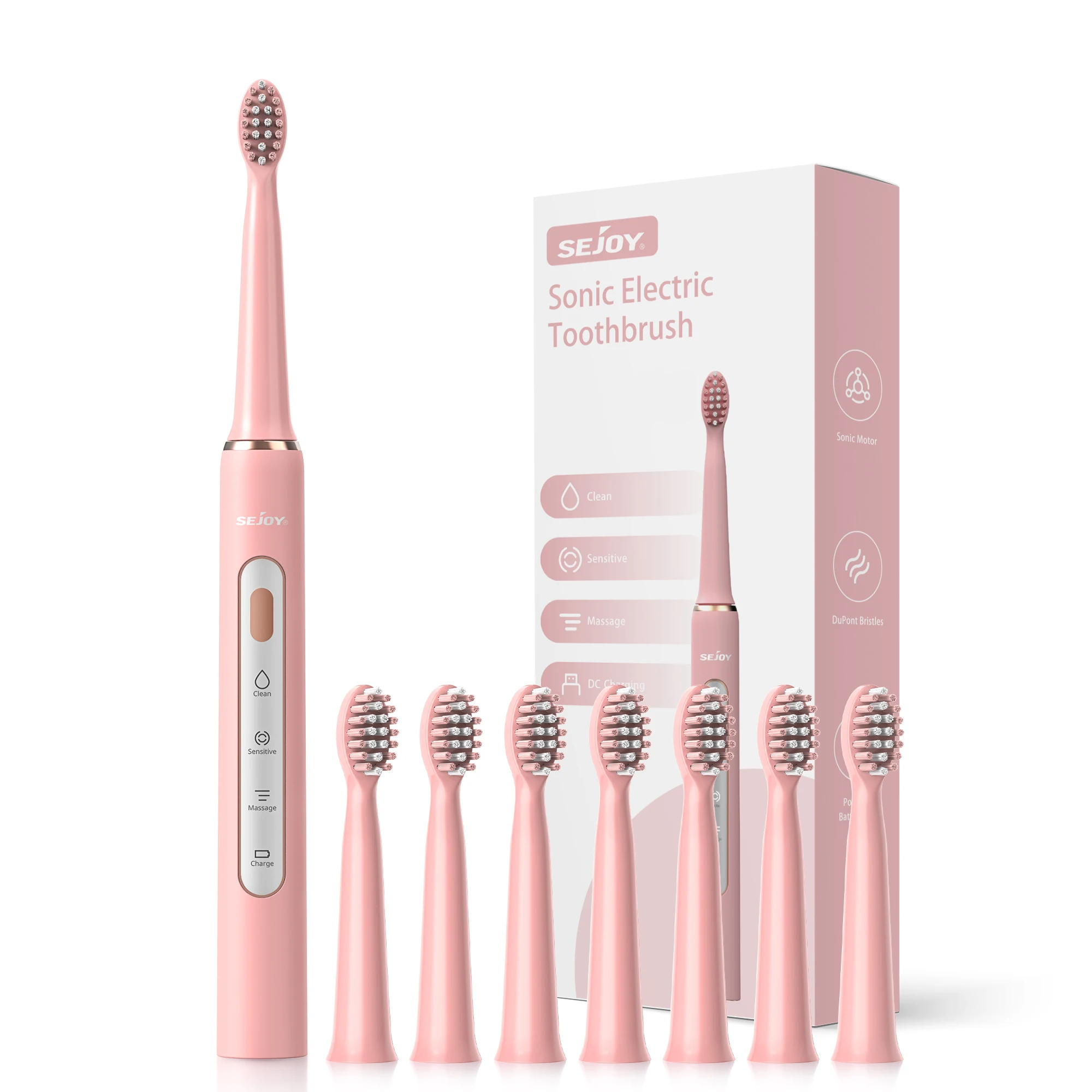 

SEJOY Electric Sonic Toothbrush USB Charge Rechargeable Waterproof Electronic Tooth Brushes 7pcs Replacement Heads Adult