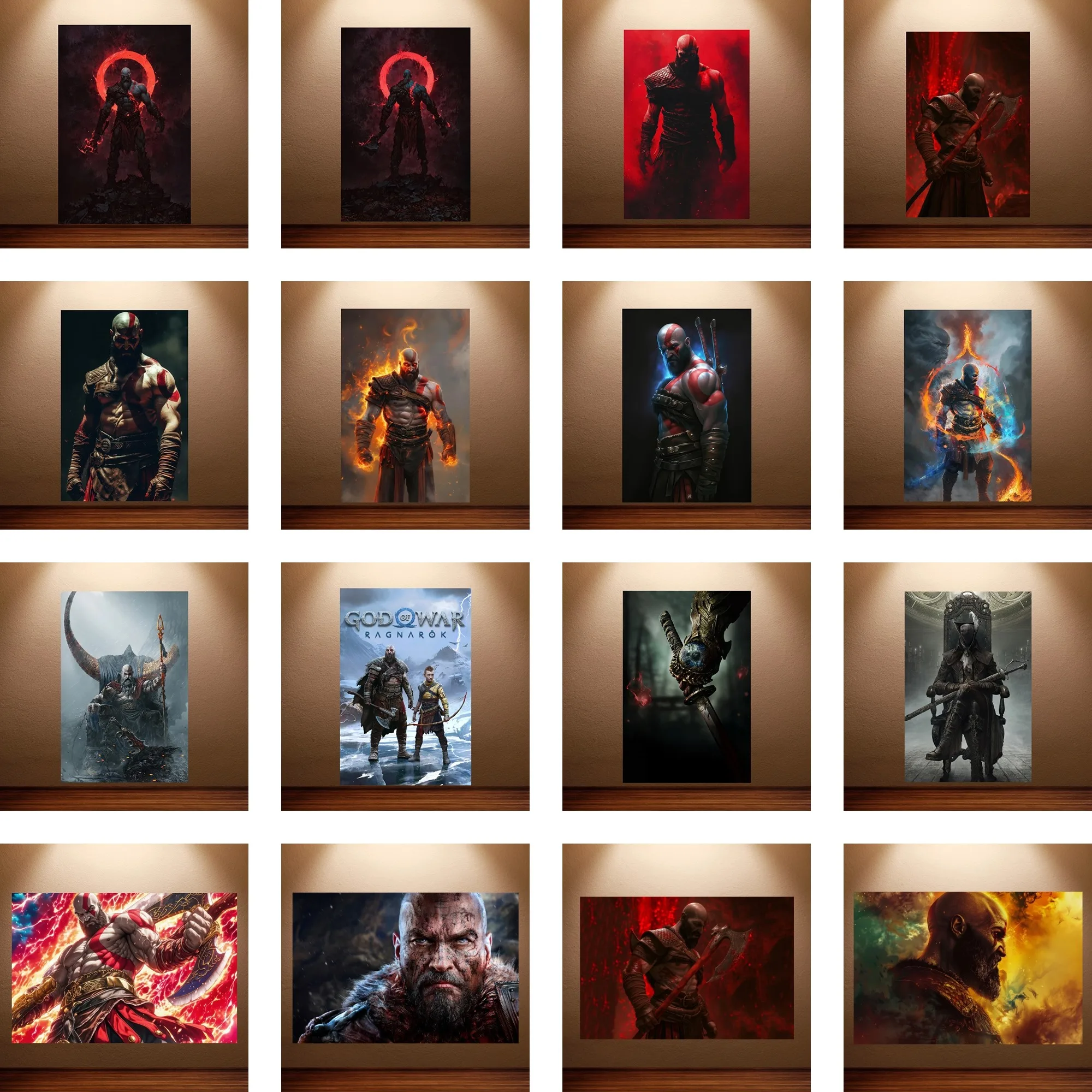 Kratos God of War Poster Canvas Painting Wall Decor Gaming Character Decoration Painting Ideal for Game Lovers And Collectors