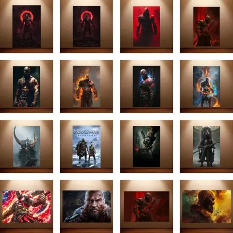 Kratos God of War Poster Canvas Painting Wall Decor Gaming Character Decoration Painting Ideal for Game Lovers And Collectors