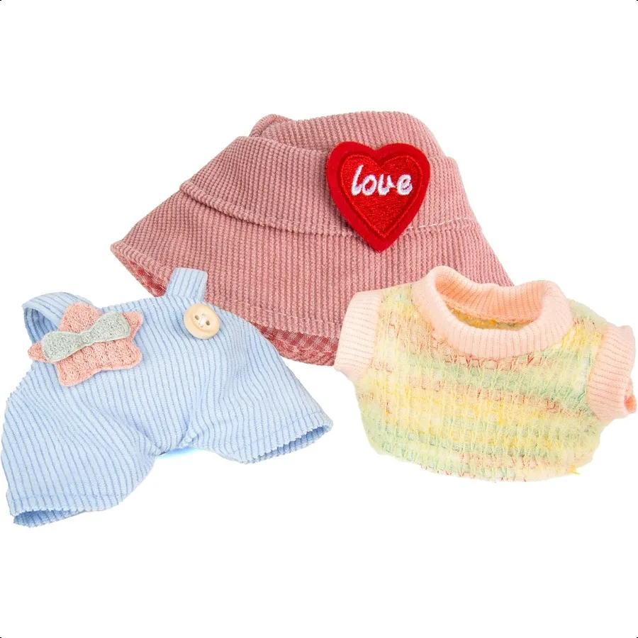 3Piece Doll Clothes for 17cm Doll Stylish Fisherman Hat Set Kawaii Doll Outfits with Accories for Collectors or Display Light B