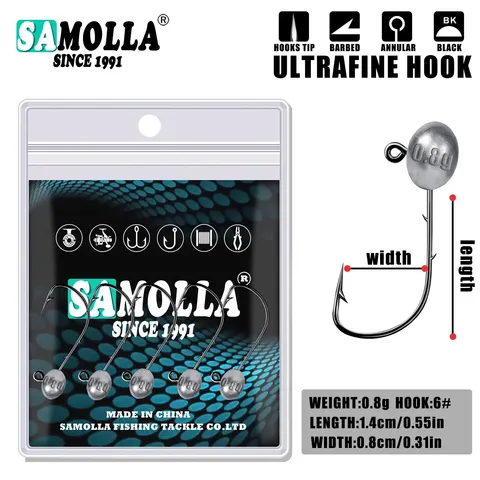 Рыболовные крючки Rockfish Ajing SAMOLLA для мягких приманок 0.8-7g 5шт