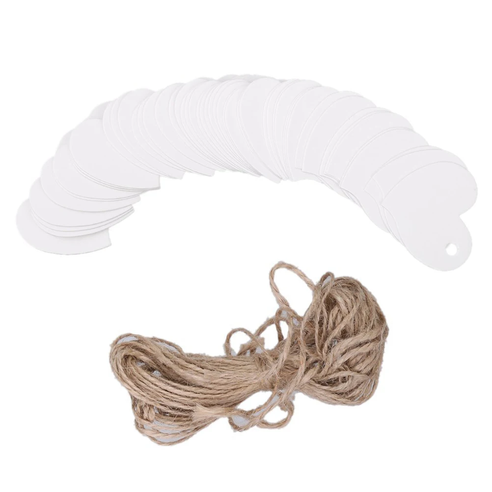 

100pcs Kraft Rope DIY Heart Shape Blank Gift Labels Gift Tags With Jute Rope Tags Thank-you Card Bookmark Accessories