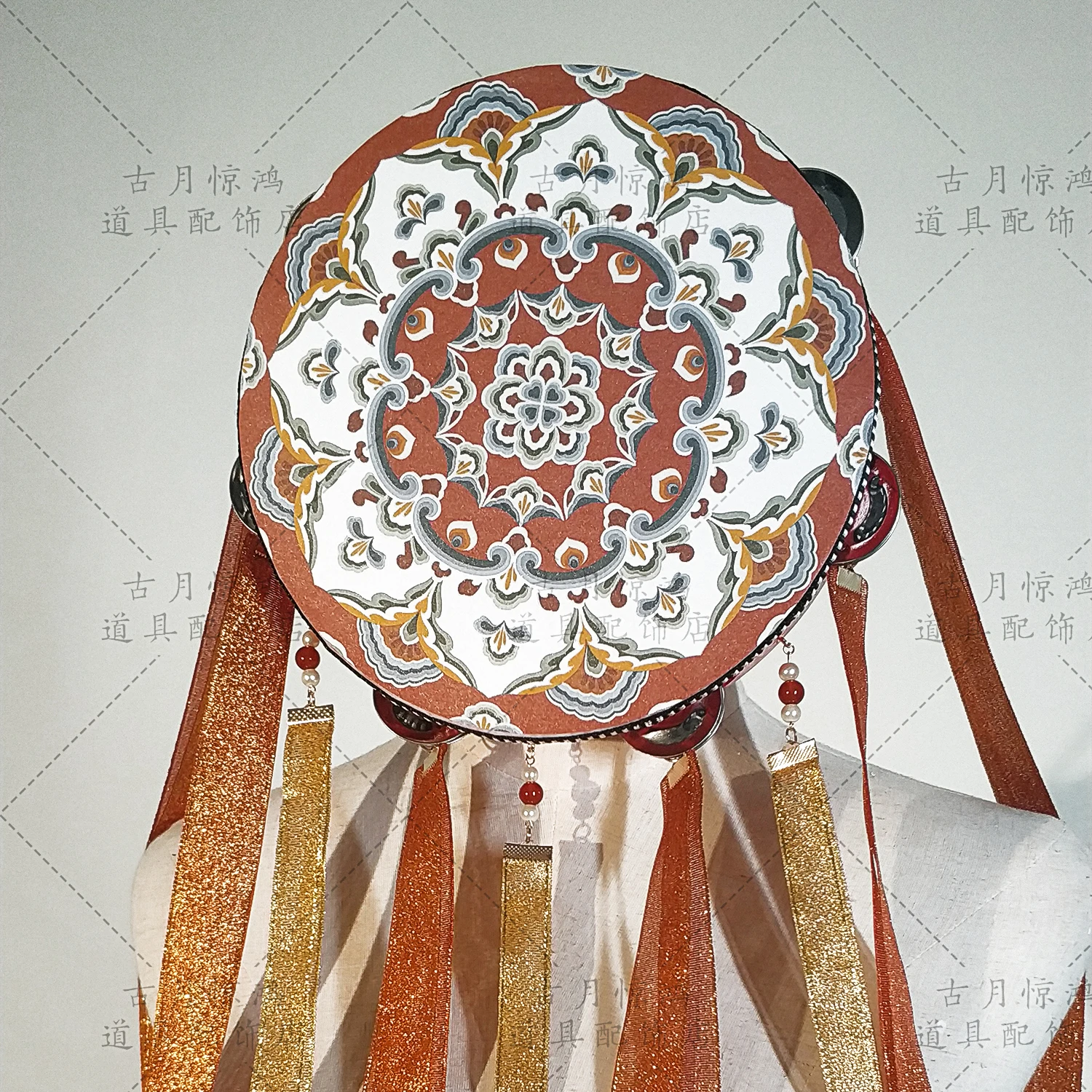 Ancient Moon Xianghong Tambourine Hanfu Photography Outdoor Dance Props Tang Style Dunhuang Style Multi-Color Ribbon Tabor